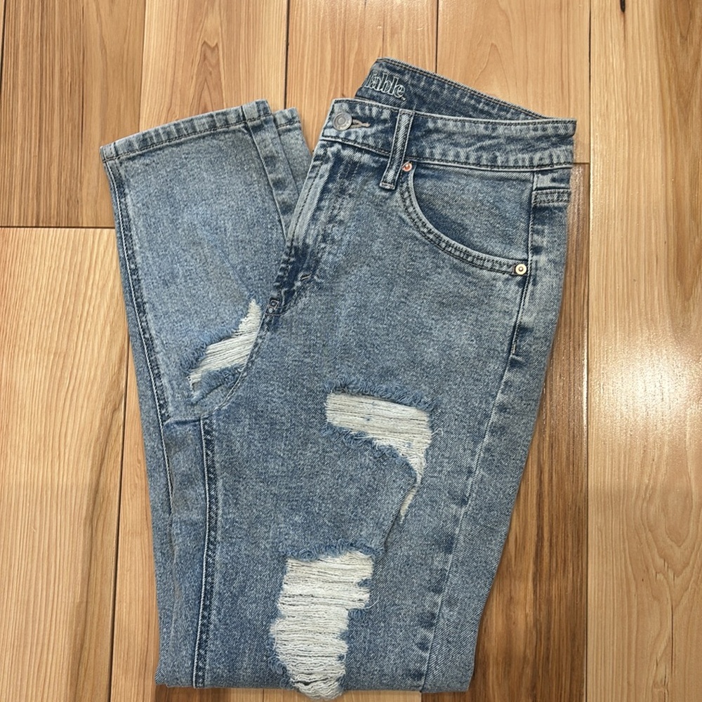 Women's High-Rise Distressed Mom Jeans
